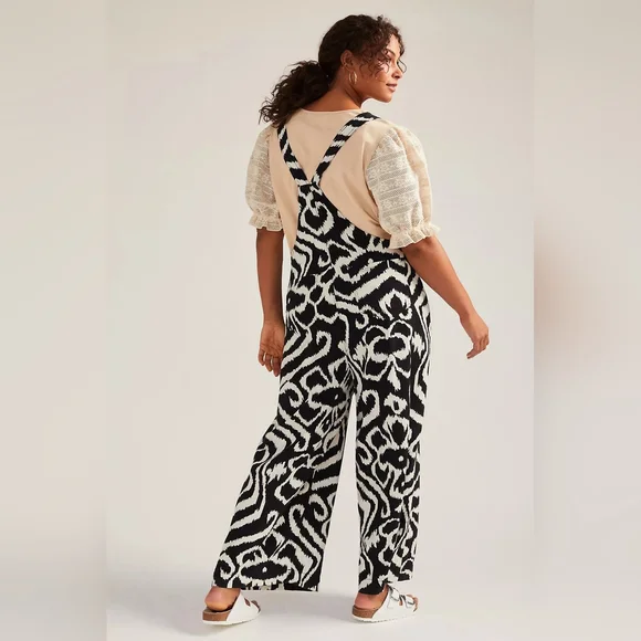 by Anthropologie Constance Wide Leg Overalls Size L - Picture 9 of 15